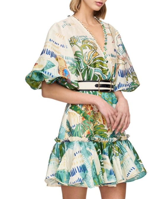 Premium Silk Linen Mini Dress - laseze