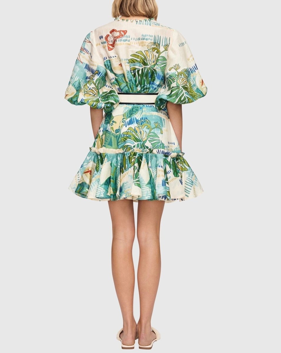 Premium Silk Linen Mini Dress - laseze