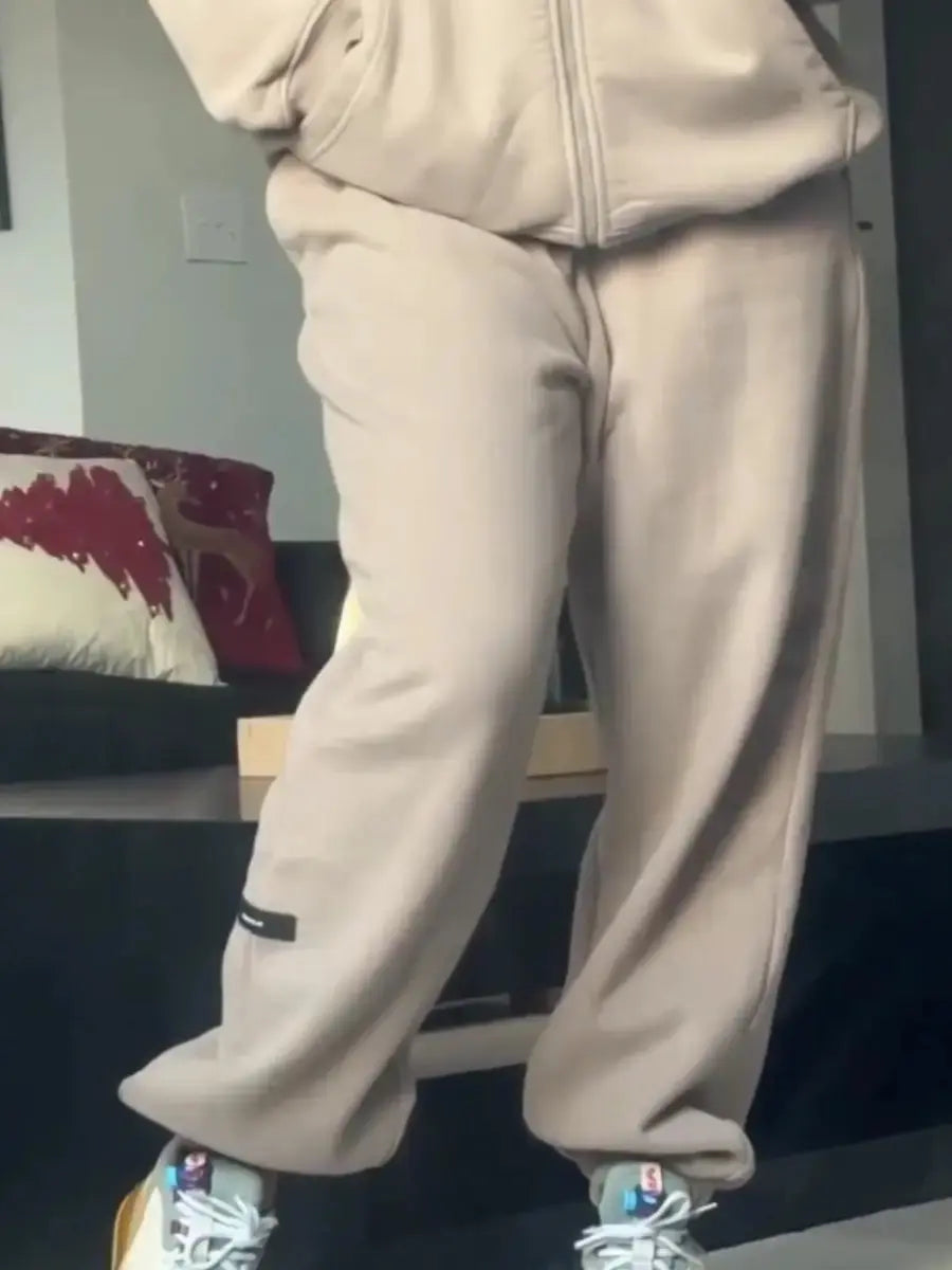 Premium Soft Fleece Two Piece Set - Oversized Hoodie & Wide Leg Sweatpants For Women - laseze