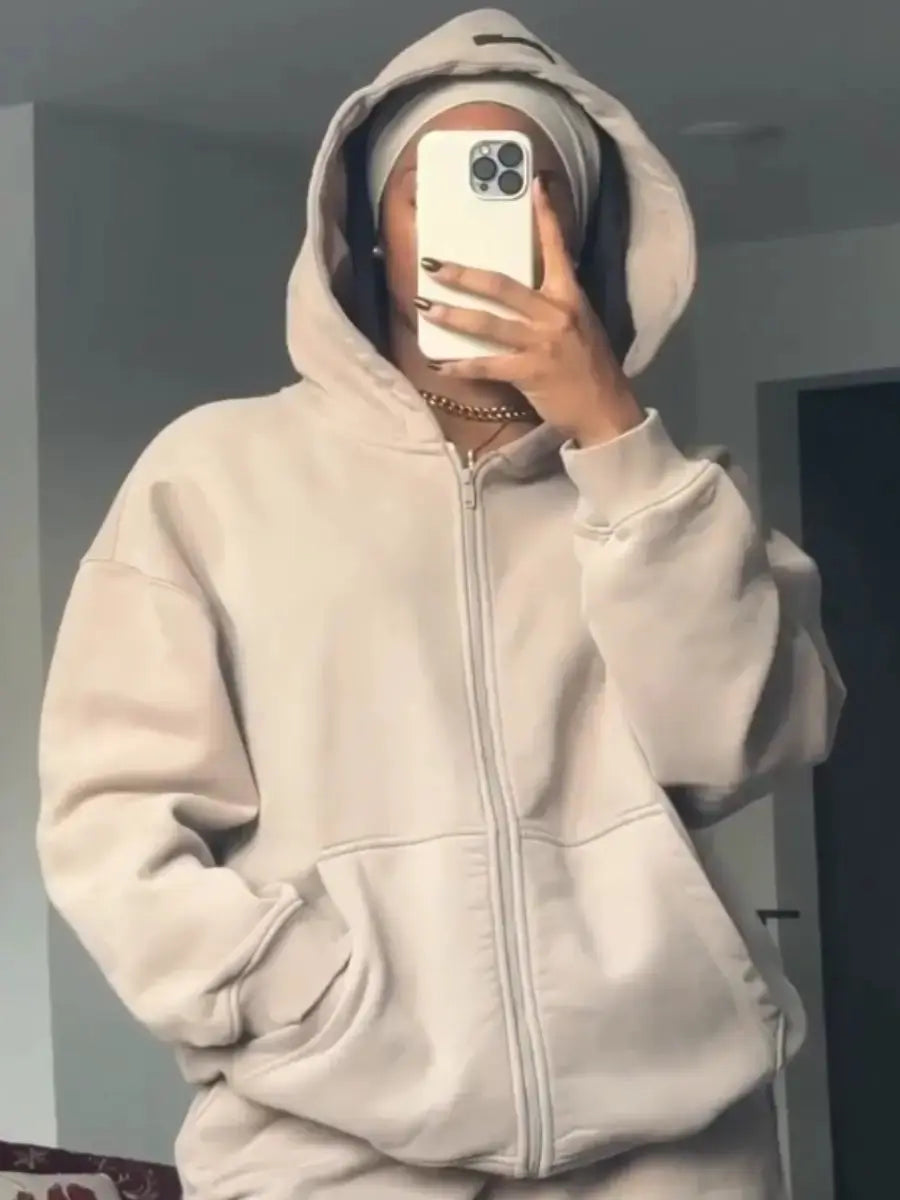 Premium Soft Fleece Two Piece Set - Oversized Hoodie & Wide Leg Sweatpants For Women - laseze