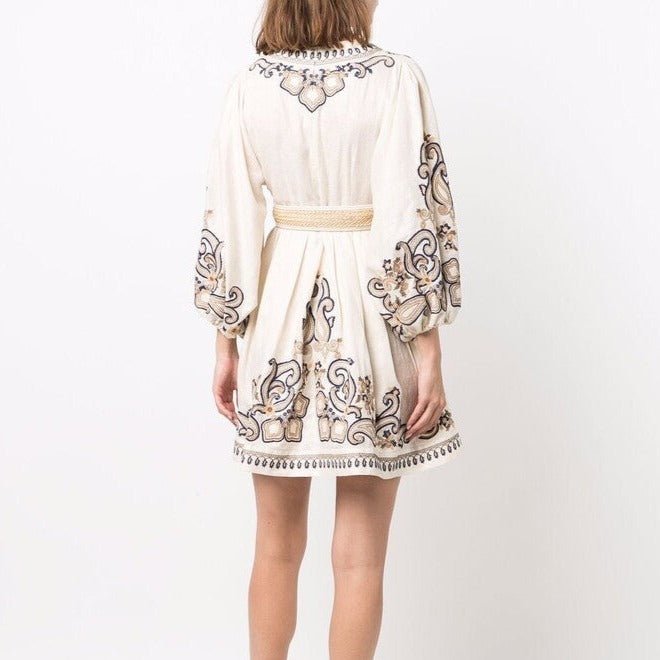 Printed Belted Dress - laseze
