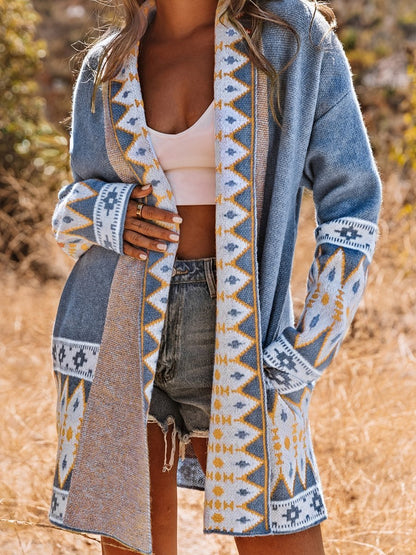 Printed Casual Long Sleeve Knit Cardigan speciaic