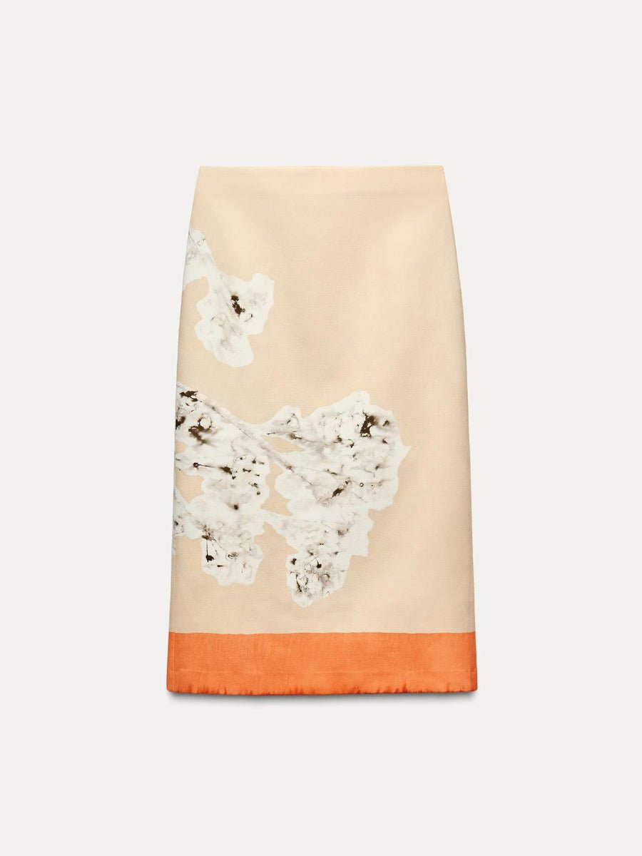 Printed Linen Skirt - laseze