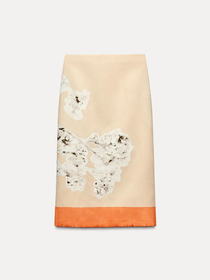 Printed Linen Skirt - laseze