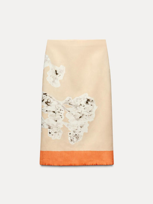 Printed Linen Skirt - laseze