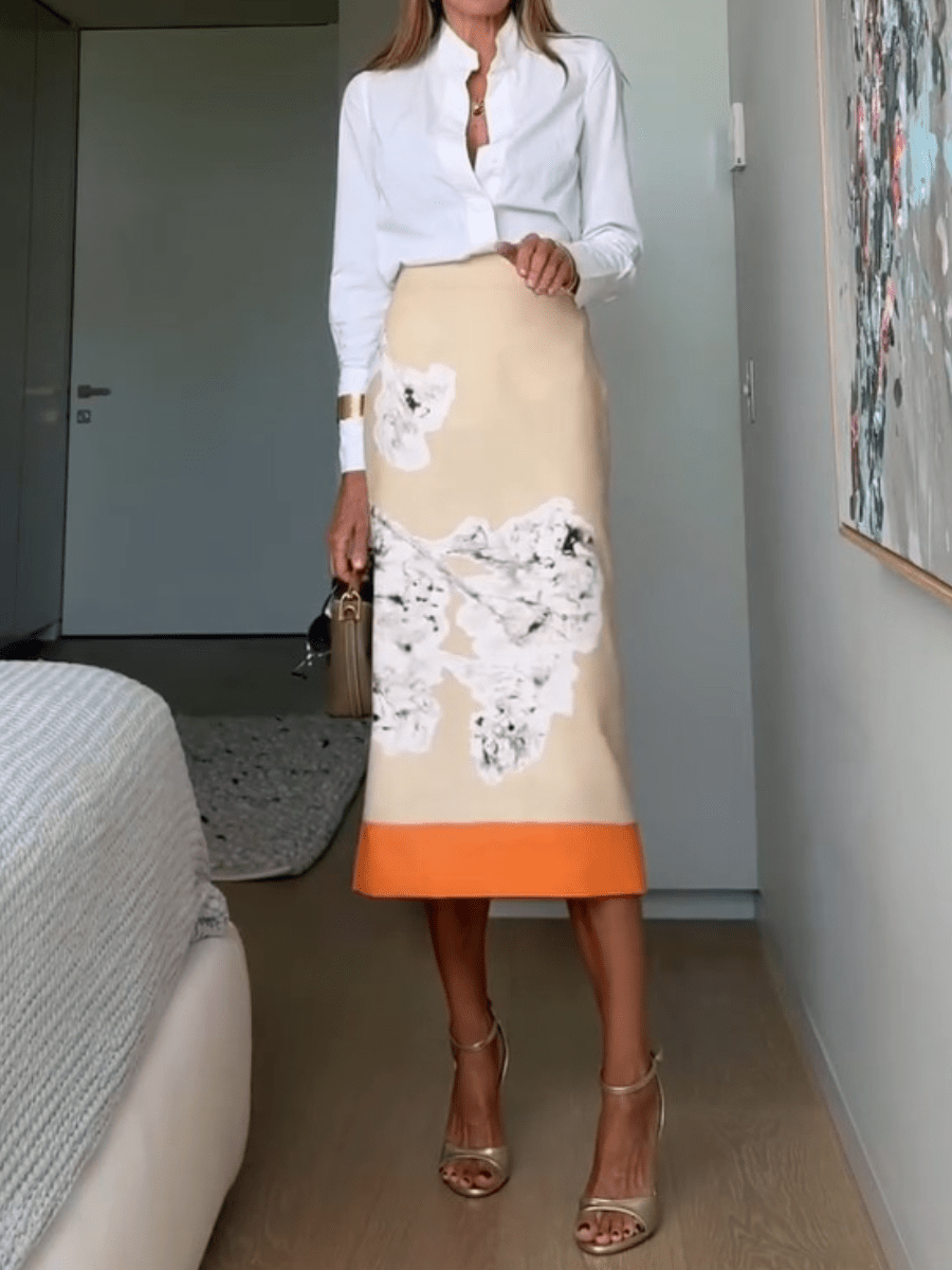 Printed Linen Skirt - laseze