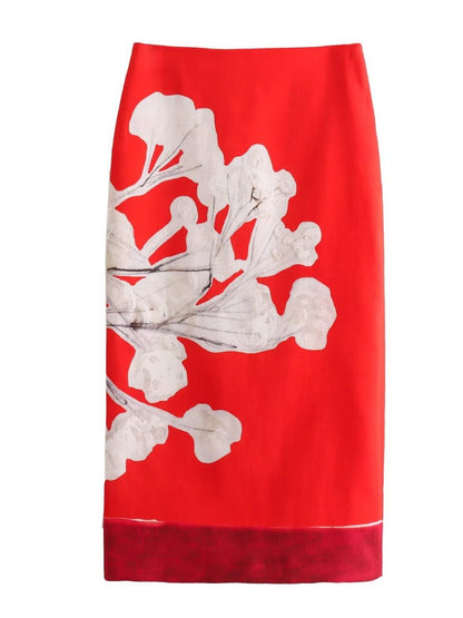 Printed Linen Skirt - laseze
