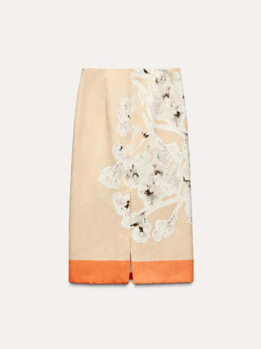 Printed Linen Skirt - laseze