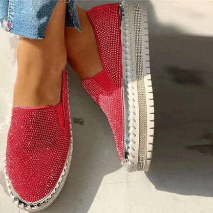 Rhinestone Platform Loafers - laseze