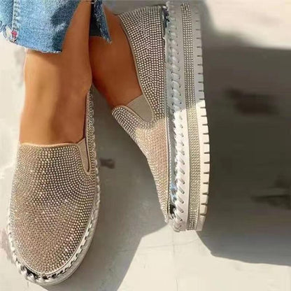Rhinestone Platform Loafers - laseze