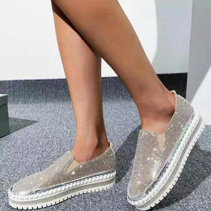 Rhinestone Platform Loafers - laseze