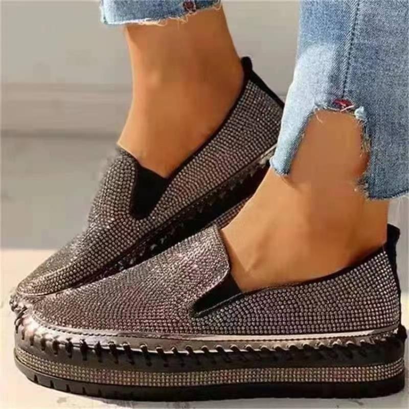 Rhinestone Platform Loafers - laseze