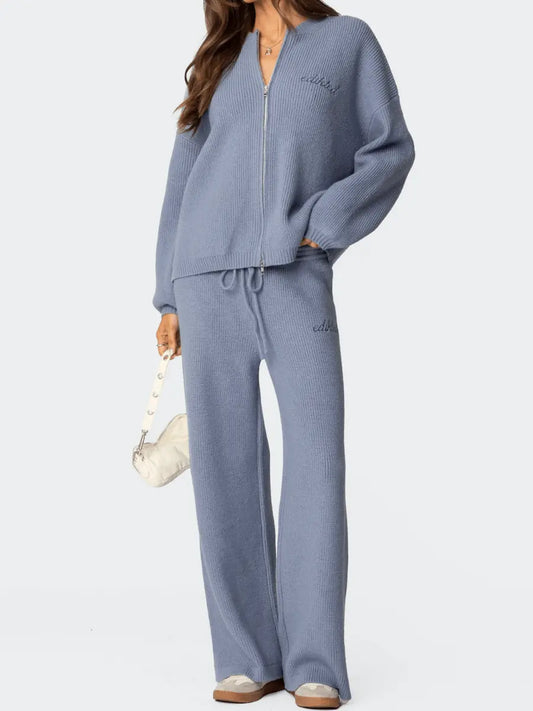 Ribbed Knit Pants Set laseze