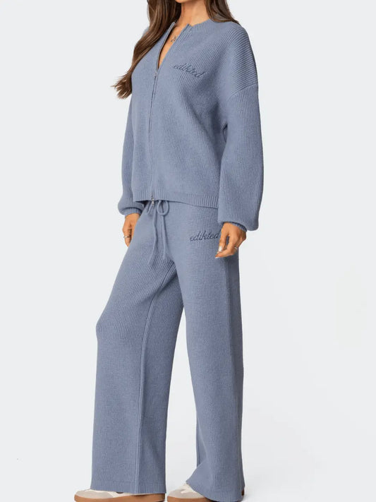 Ribbed Knit Pants Set laseze