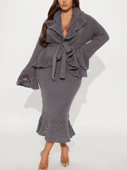 Ruffled Stretch Knit Suit - laseze