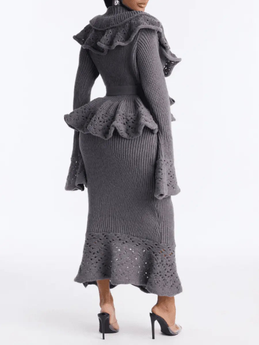 Ruffled Stretch Knit Suit - laseze