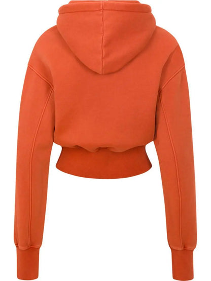 Rust Orange Cropped Hoodie & Maxi Cargo Skirt Set - laseze