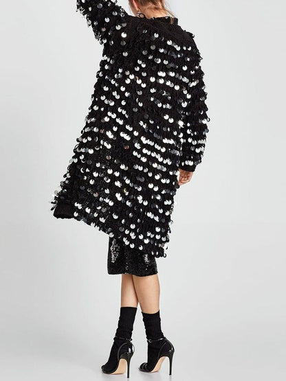 Sequined Knit Sweater Cardigan - laseze