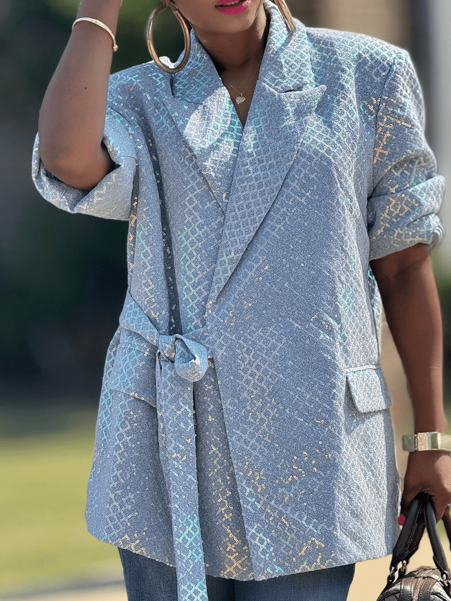 Sequined Lace - Up Jacket - laseze