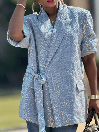 Sequined Lace - Up Jacket - laseze