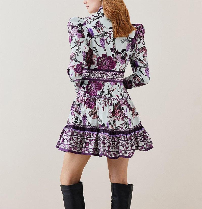 Shirt - print lLong - sleeved Dress - laseze