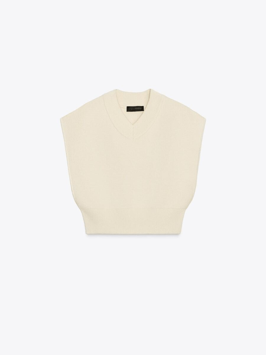 SHORT PLAIN KNIT JUMPER WAISTCOAT laseze