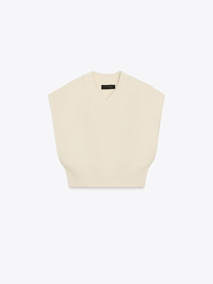 SHORT PLAIN KNIT JUMPER WAISTCOAT laseze