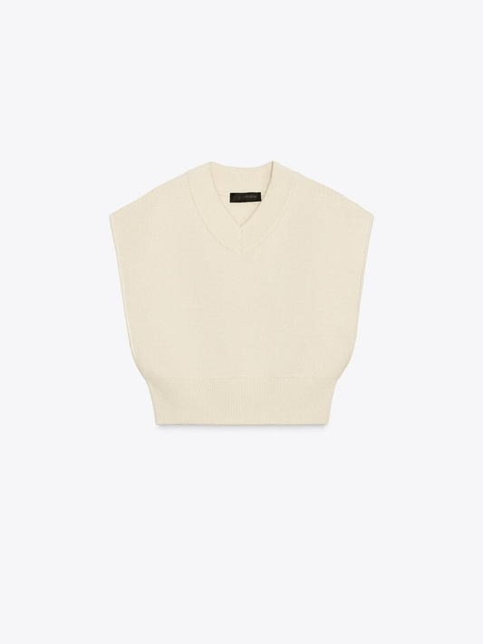 SHORT PLAIN KNIT JUMPER WAISTCOAT laseze