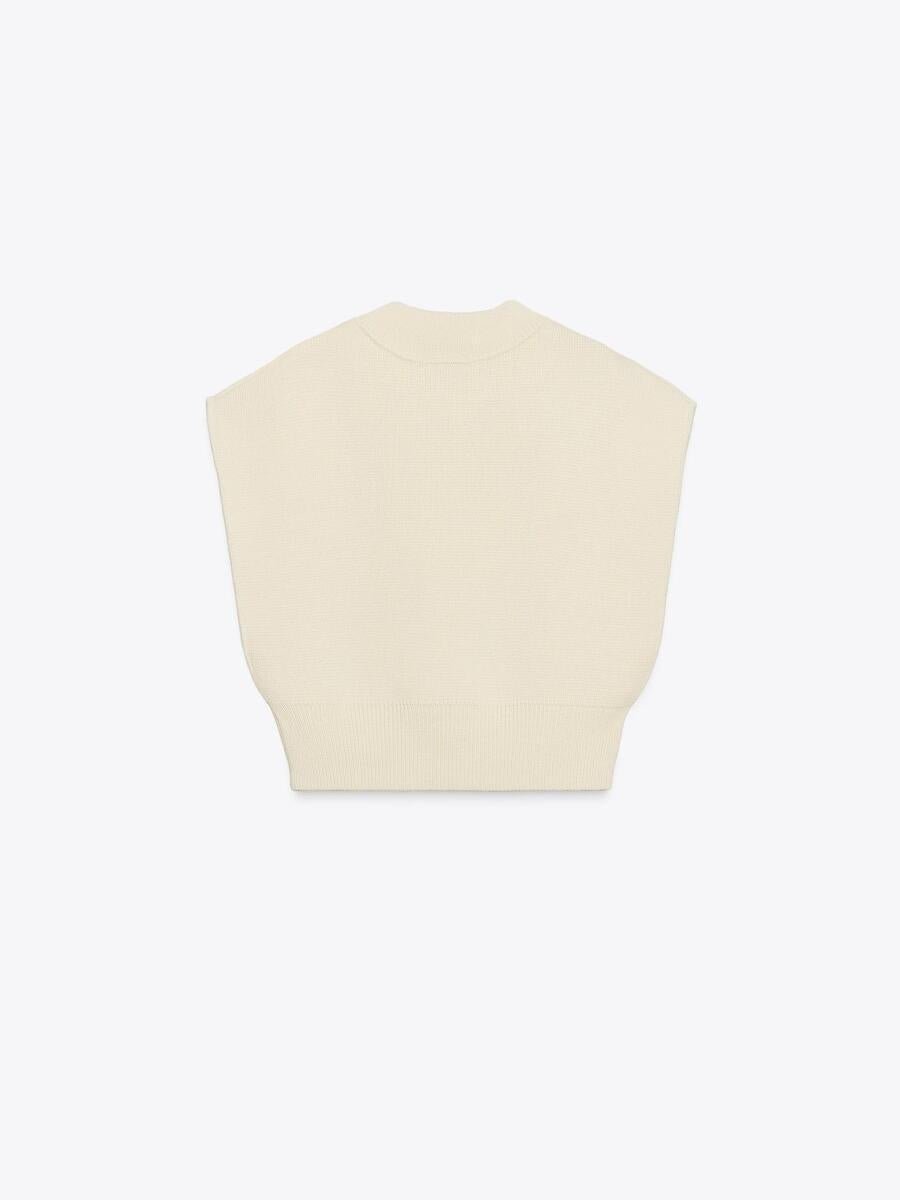 SHORT PLAIN KNIT JUMPER WAISTCOAT laseze