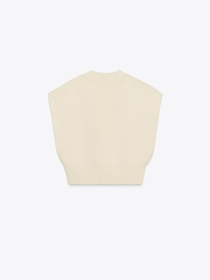 SHORT PLAIN KNIT JUMPER WAISTCOAT laseze