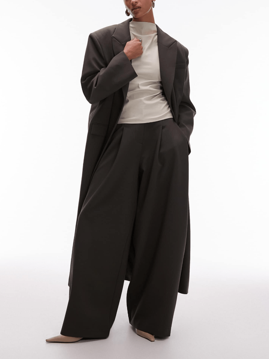 Sleek Dark Olive Oversized Longline Trench Coat laseze