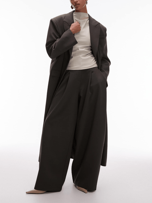 Sleek Dark Olive Oversized Longline Trench Coat laseze