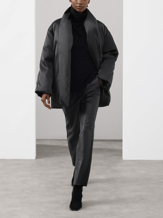 Smooth Satin High Neck Coat laseze