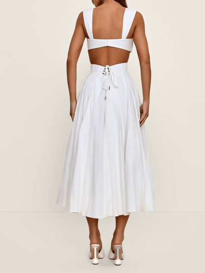 Solid Color Sling Dress - laseze