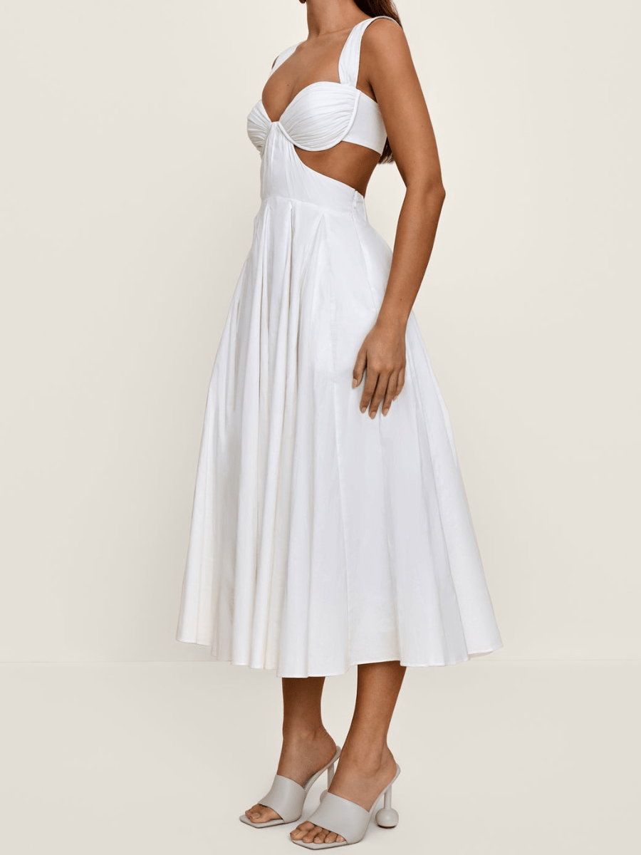 Solid Color Sling Dress - laseze