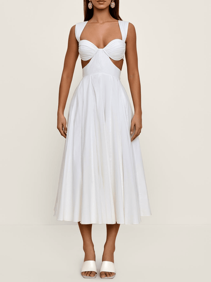 Solid Color Sling Dress - laseze