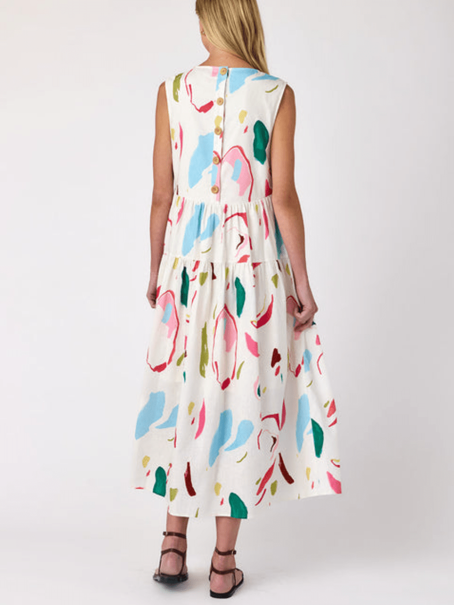 Spring Flowy Sleeveless Tiered Dress - laseze