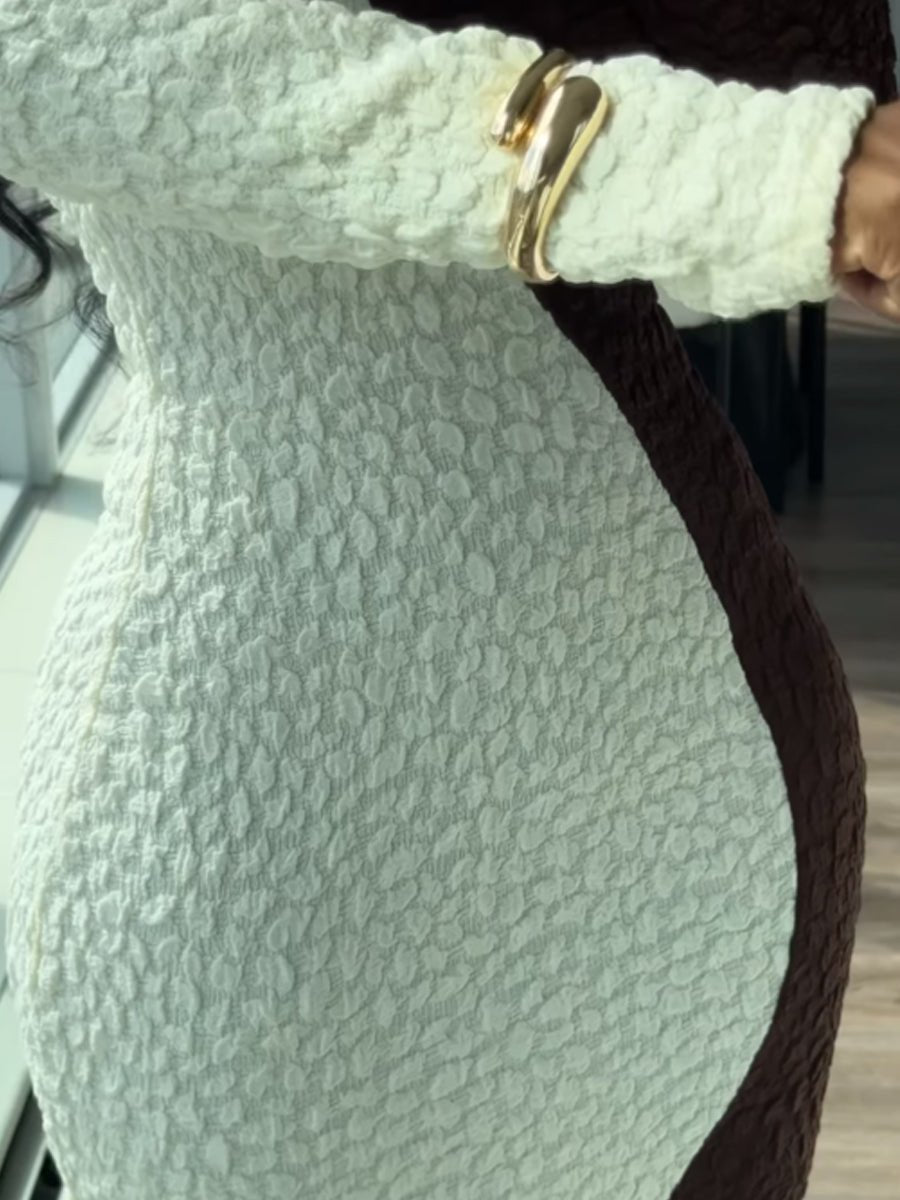 Square Collar Color Block Maxi Dress - laseze