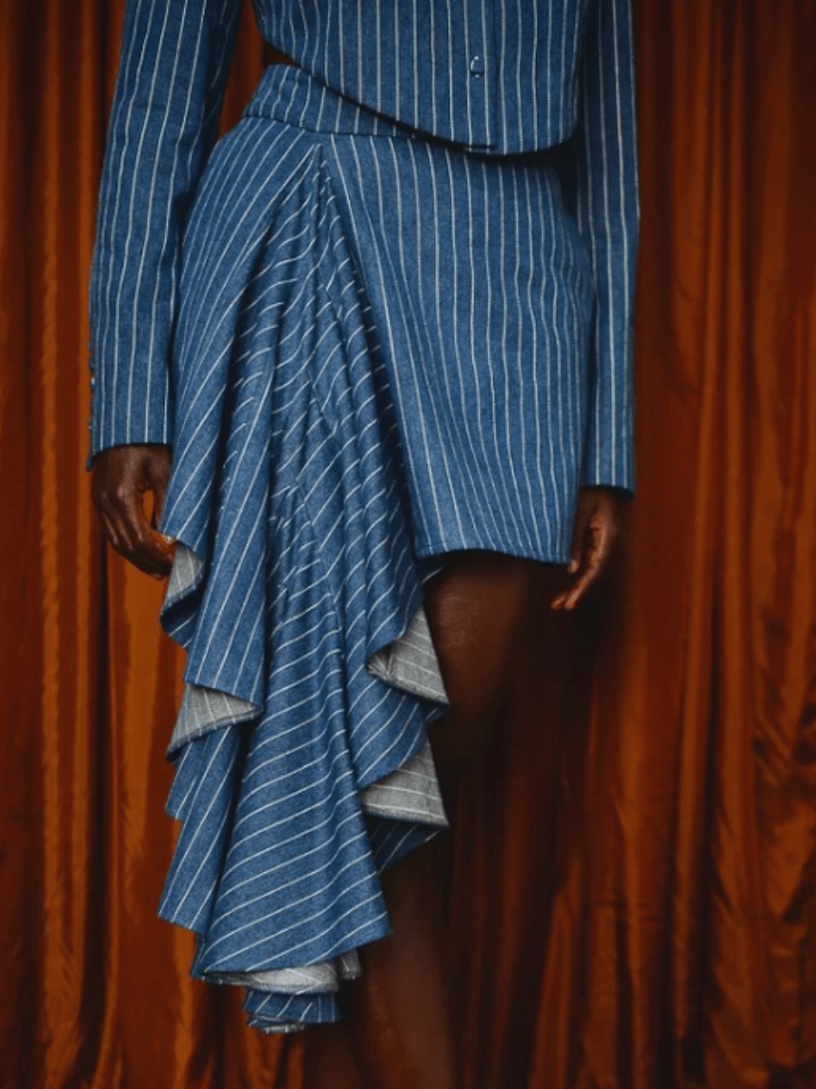 Striped Backless Skirt Suit - laseze