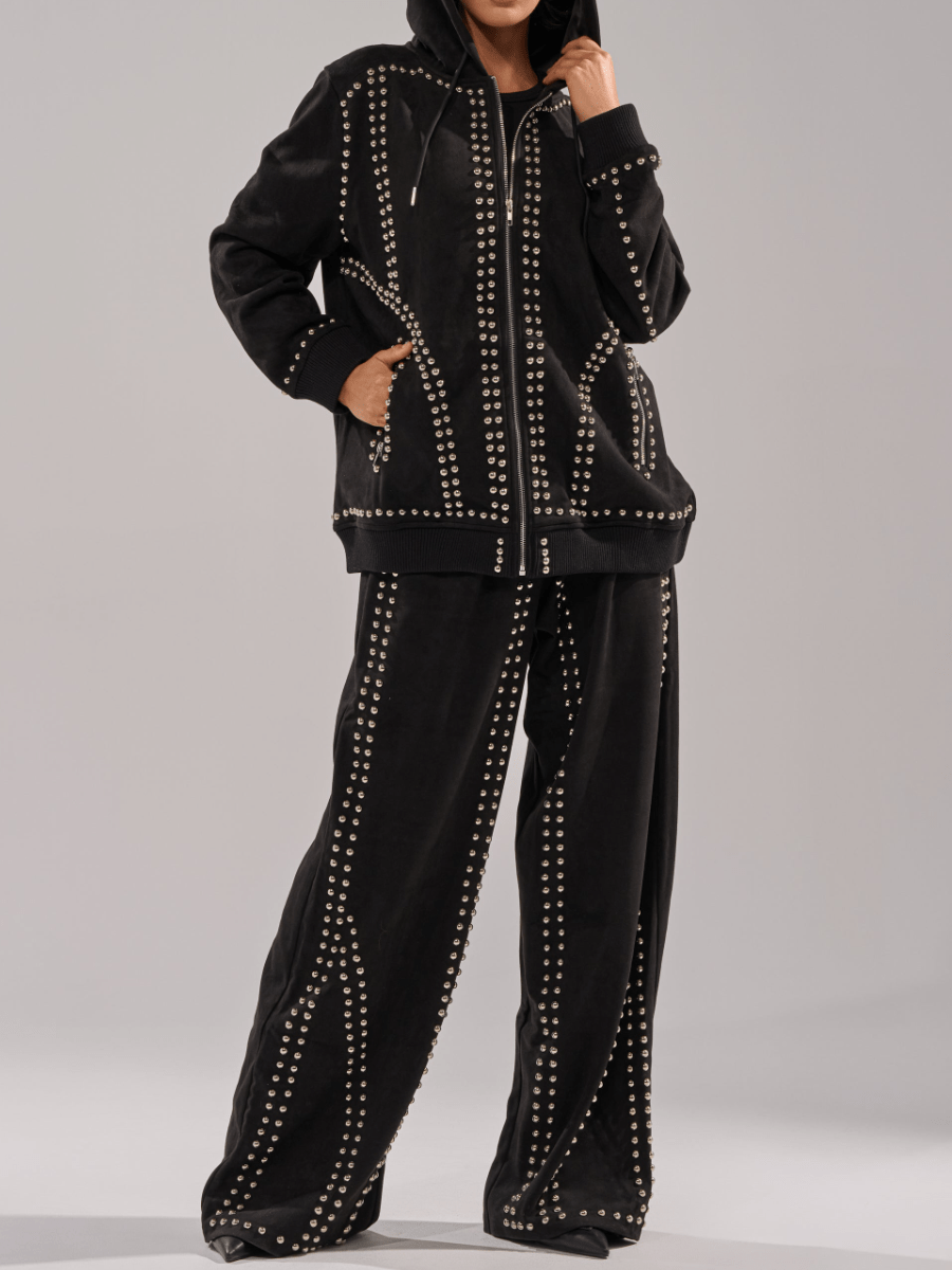 Suede Silver Rivet Set laseze