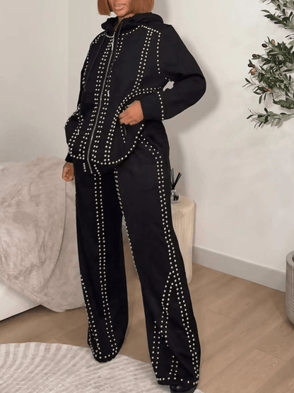 Suede Silver Rivet Set laseze