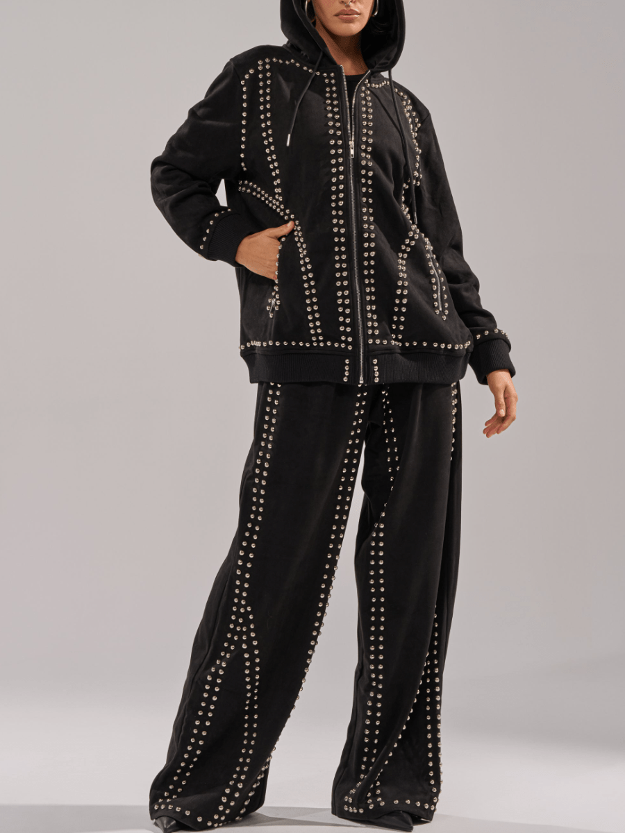 Suede Silver Rivet Set laseze