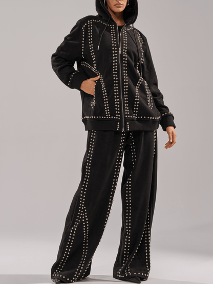 Suede Silver Rivet Set laseze