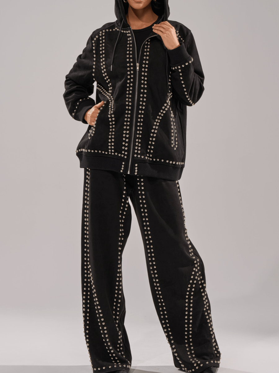 Suede Silver Rivet Set laseze