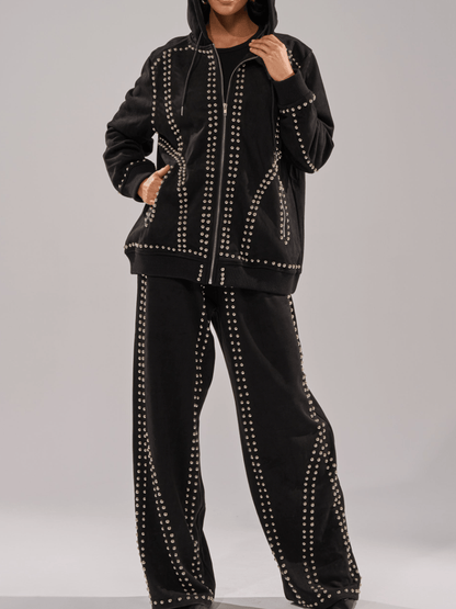 Suede Silver Rivet Set laseze