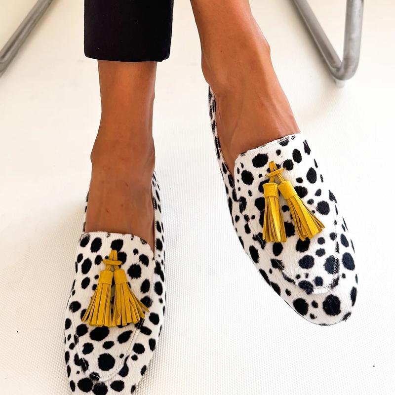 Tassel Shallow Leopard Print Casual Loafers - laseze