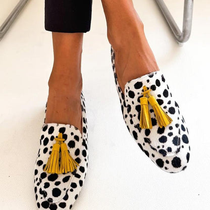 Tassel Shallow Leopard Print Casual Loafers - laseze