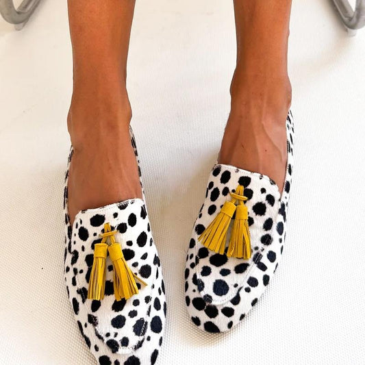 Tassel Shallow Leopard Print Casual Loafers - laseze