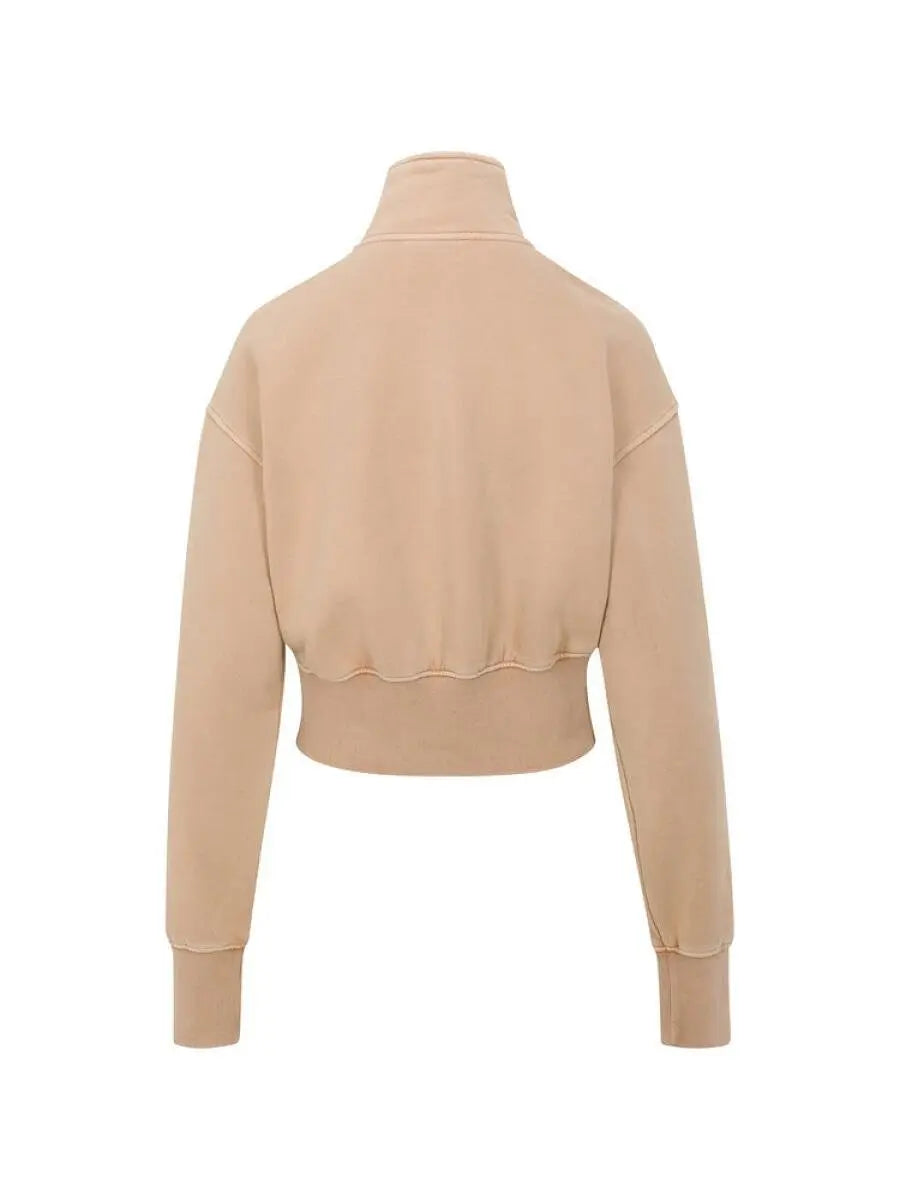 Taupe Cropped Zip - Up Track Jacket & Wide - Leg Pant Set - laseze