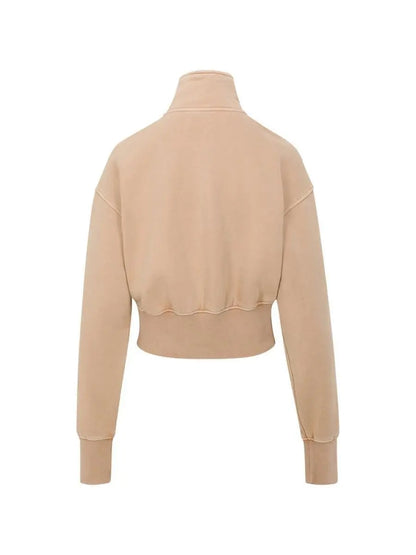 Taupe Cropped Zip - Up Track Jacket & Wide - Leg Pant Set - laseze